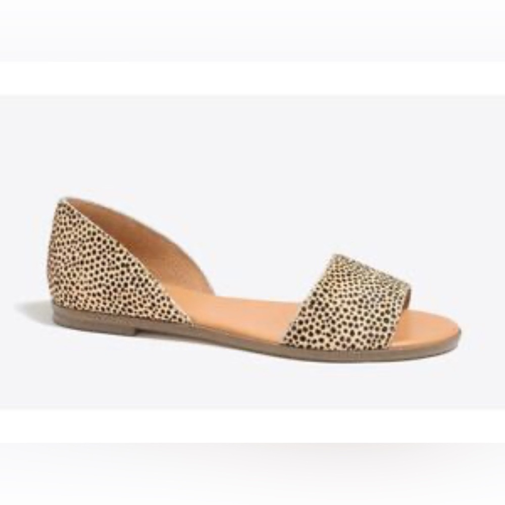 J. Crew Tan and Black Open-Toe Sandals animal print Morgan pony hair